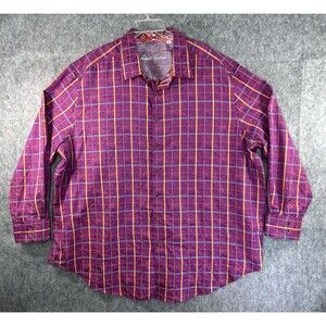 Robert Graham Shirt Men's 3XL Purple Long Sleeve Cotton Flip Cuff Artsy